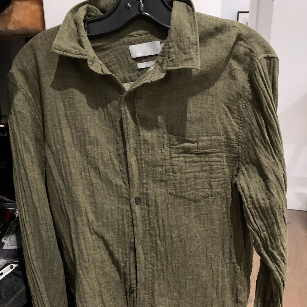 Men’s “Vince” army green dress shirt